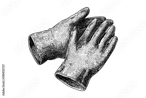 Pair of vintage leather work gloves, protective handwear for manual labor