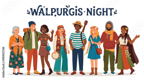 Vector of people celebrating "Walpurgis Night" 7