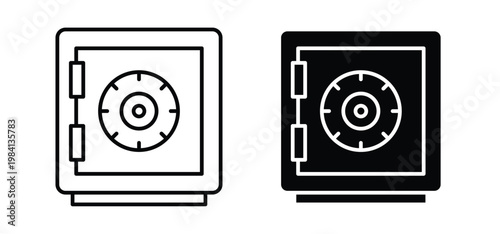 Bank vault icon editable stroke outline vectors. EPS10