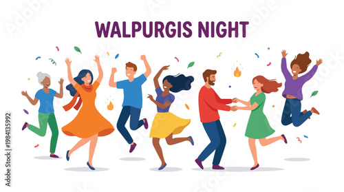 Vector of people celebrating "Walpurgis Night" 6