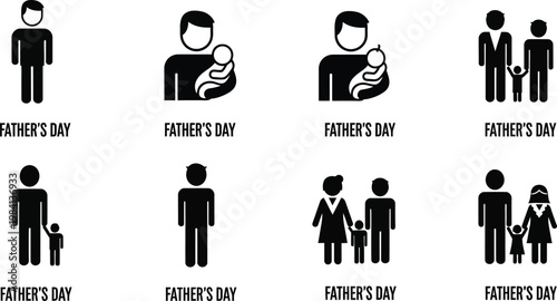 Black and white family icons diverse representations of parental and couple relationships