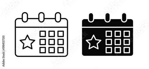 Calendar with event icon editable stroke outline vectors. EPS10
