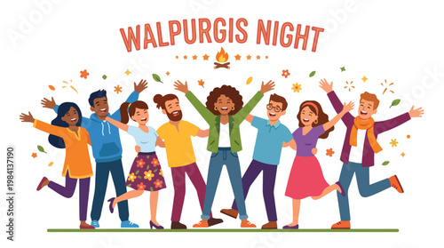 Vector of people celebrating "Walpurgis Night" 3
