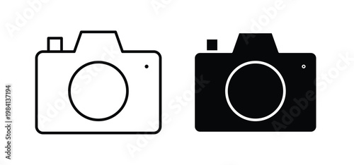 Camera icon editable stroke outline vectors. EPS10
