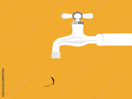 businessman looked at the faucet that wasn dispensing water