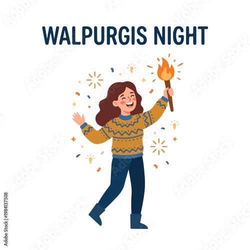 Vector of a woman celebrating "Walpurgis Night" 4