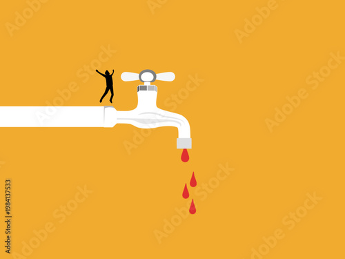 businessman was happy to have water flowing from the tap