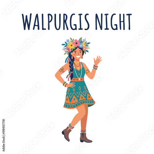 Vector of a woman celebrating "Walpurgis Night" 5
