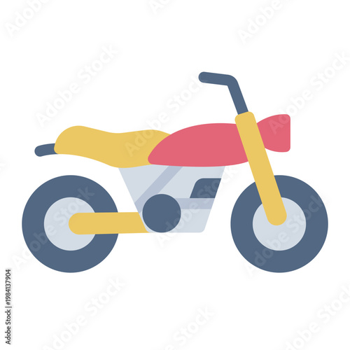 motorcycle flat icon. vintage bike. retro cruiser. hobby riding.