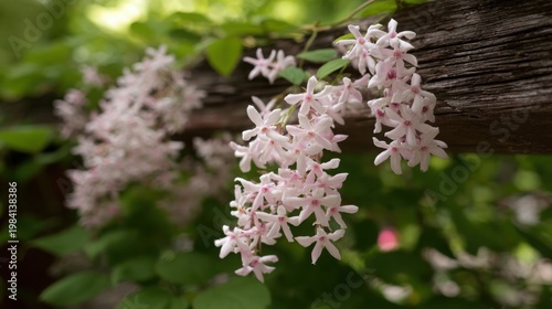 Delicate Pink Jasmine Blossoms Adorning a Vine in Soft Natural Light