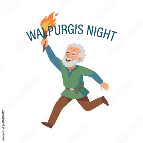 Vector of a elderly man celebrating "Walpurgis Night" 6
