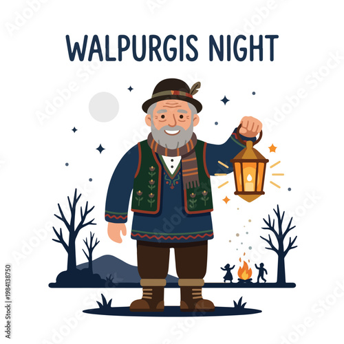 Vector of a elderly man celebrating "Walpurgis Night" 5