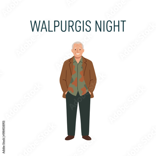 Vector of a elderly man celebrating "Walpurgis Night" 8