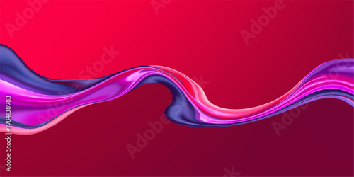 Принти на полотні An abstract red and pink background featuring futuristic wavy curves and light m