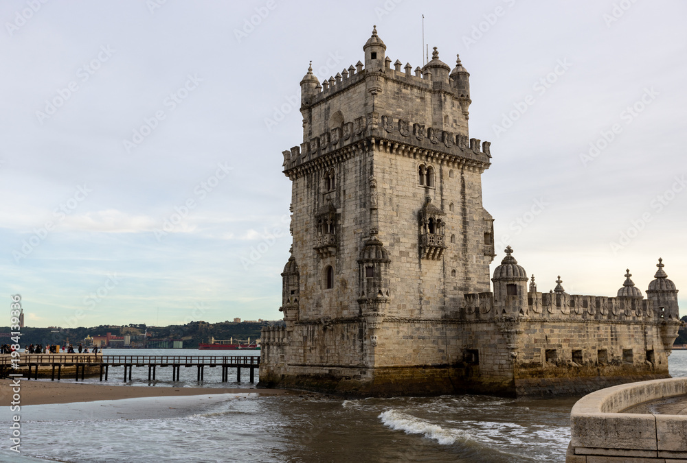 Fototapeta premium Belem Tower on the Tagus River in the city of Lisbon in Portugal PRT