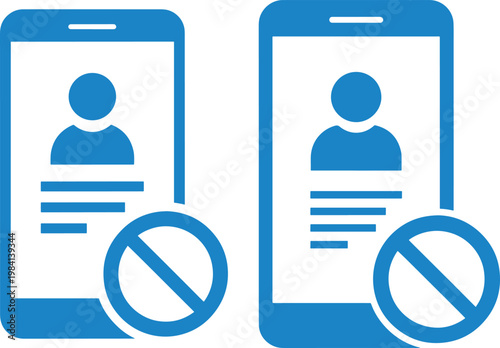 Blocked contact icon vector on phone screen