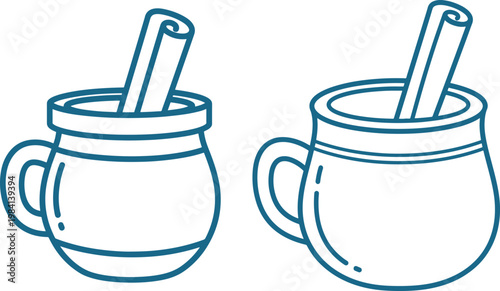 Chocolatier cup icons vector set for drink