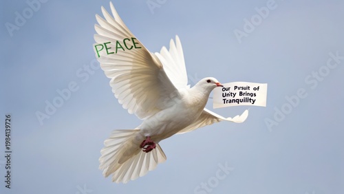 Peace Dove Flying with Message of Unity and Tranquility in Sky