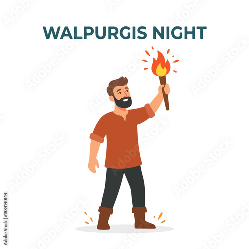 Vector of a man celebrating "Walpurgis Night" 1