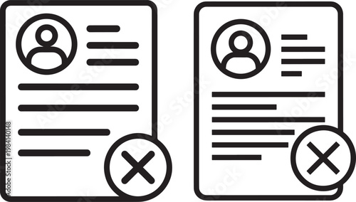 Rejected profile icon with cross sign vector