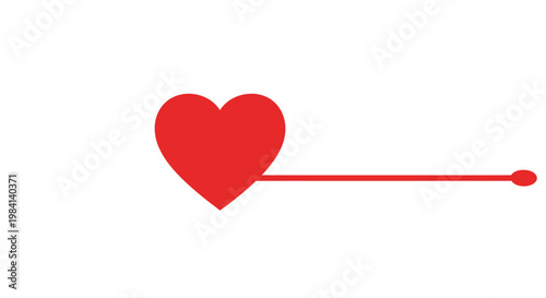 Elegant red heart graphic with an extending progress line, perfect for symbolizing likes, favorites, or a journey of emotional connection in social media and app interfaces