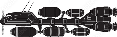 Industrial Crane Truck, Heavy Duty Construction Equipment, Black Silhouette Vector, Cargo Transport Illustration