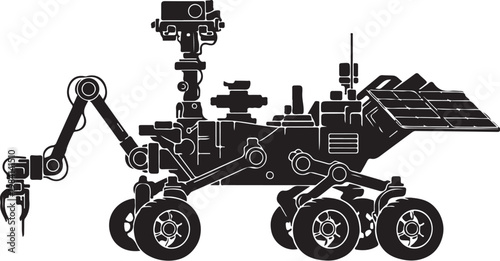 Industrial Crane Truck, Heavy Duty Construction Equipment, Black Silhouette Vector, Cargo Transport Illustration