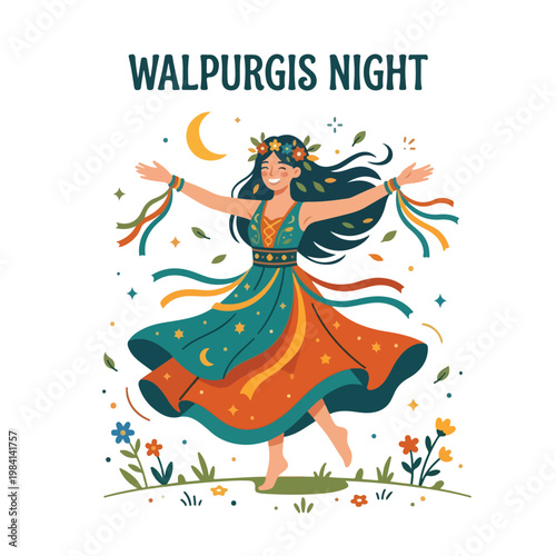 Vector of a woman celebrating "Walpurgis Night" 8