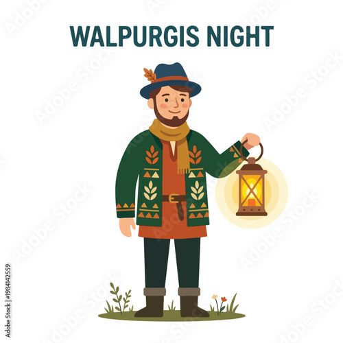 Vector of a man celebrating "Walpurgis Night" 01
