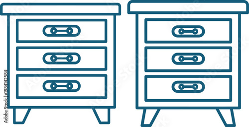 Nightstand drawer furniture icon outline vector