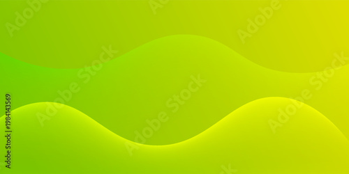 Abstract yellow and green gradient wavy vector background with smooth flowing shapes, modern fluid style and soft curves,elemen trendy design