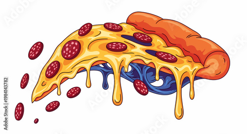 A slice of pepperoni pizza with melted cheese.
