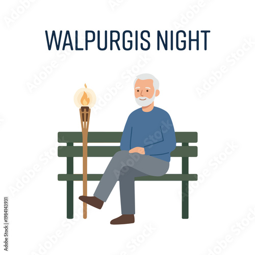 Vector of a elderly man celebrating "Walpurgis Night" 1