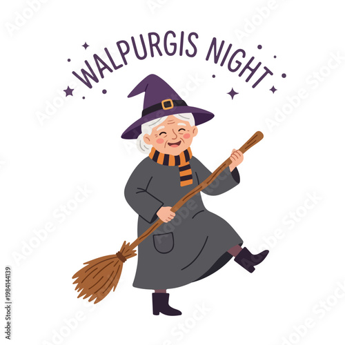 Vector of a elderly woman celebrating "Walpurgis Night" 7