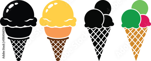 Colorful ice cream cones illustration a sweet treat collection
