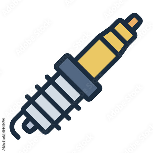 spark plug filled line icon. ignition part. engine combustion. motor repair.