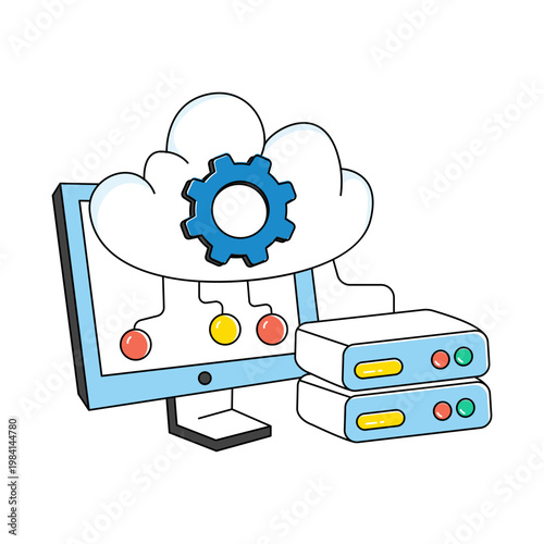 A unique design icon of cloud server management 