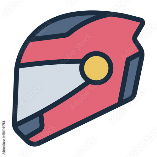 helmet filled line icon. head protection. safety gear. road racing.