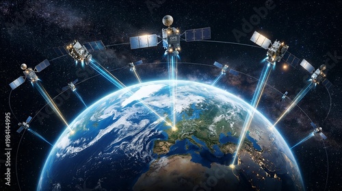 Global Satellite Network Connecting Earth