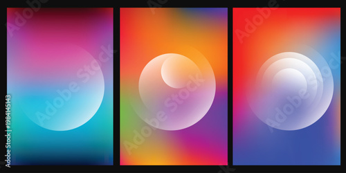 abstract mesh gradient backgrounds with organic blurred liquid orbs and vibrant glassmorphism vector spheres set