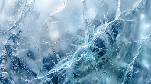 Abstract Blue Ice Texture with Cracks