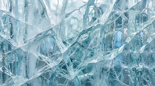 Abstract Blue Ice Texture with Cracks