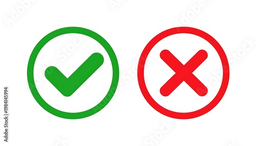 Two colored circle icons green check and red X