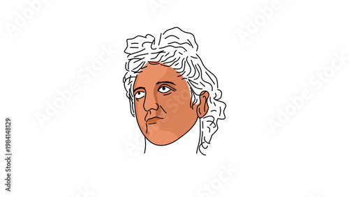 Apollo portrait, flat vector illustration