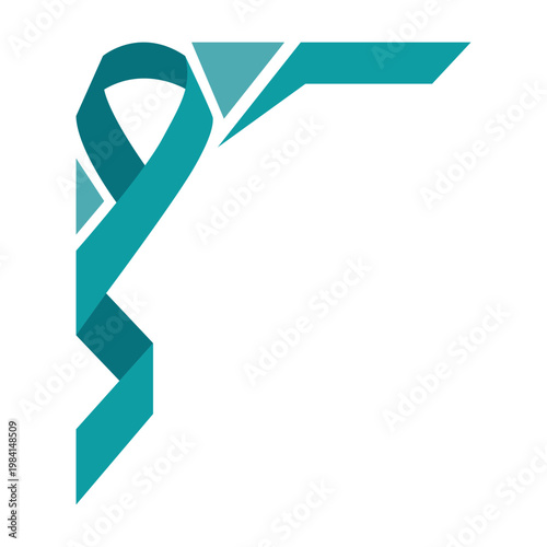 Teal Awareness Ribbon Corner Border Design