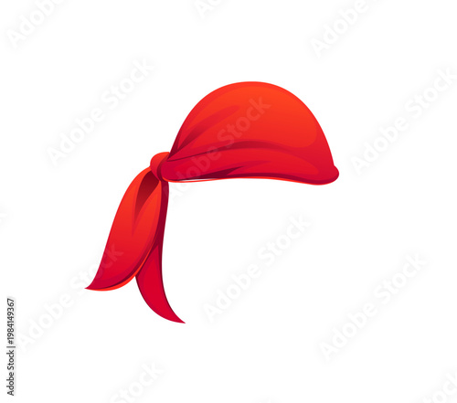 Pirate bandana of Caribbean corsair and captain kerchief headwear, cartoon vector game icon Medieval pirate red bandanna, sailor boatswain or seaman skipper and piracy crew marine headgear
