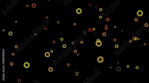 Abstract Red Circles Floating in Dark Space Creating a Mysterious Visual Effect