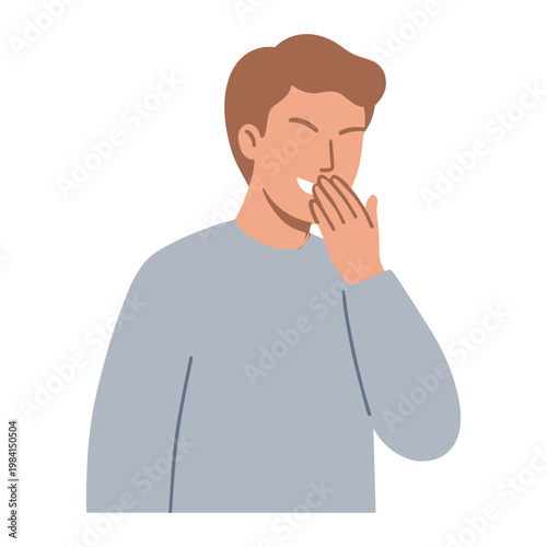 A man covering his mouth with his hand in a shocked expression