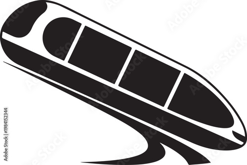 Monorail, train, transportation icon, black and white vector