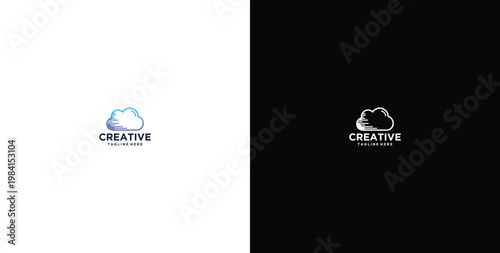 smart cloud modern technology design logo